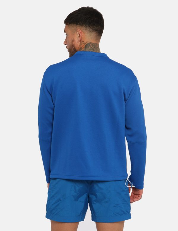 Felpa Calvin Klein Blu - Felpa con girocollo classico in total blu elettrico. Presente tessuto traforato e logo brand bianco