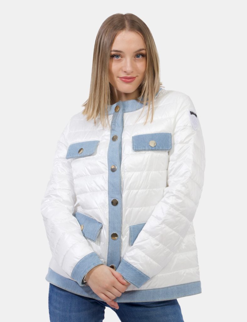 Piumino corto donna invernale  - Piumino leggero Blauer Bianco