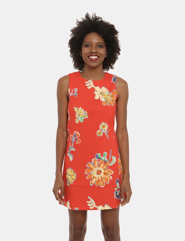 Vestito Desigual rosso fantasia - COMPOSIZIONE E VESTIBILITÀ:76% viscosa 23% polyamide 1% elastaneLa modella è alta 170 cm e