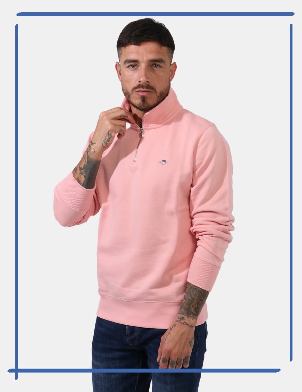 Felpa Gant Rosa - Felpa in total rosa pastello con logo brand ricamato ad altezza cuore. La vestibilità è morbida e pratica