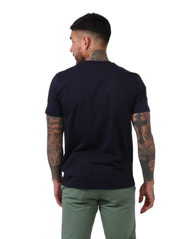 T-shirt Gant Blu - Casual t-shirt in total blu navy con logo brand ricamato ad altezza cuore più stripes rosse e blu sulle m