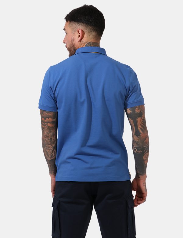 Polo Gant Blu - Polo in total blu ceruleo con patch logo brand applicato ad altezza cuore e profili in giallo pastello. Pres