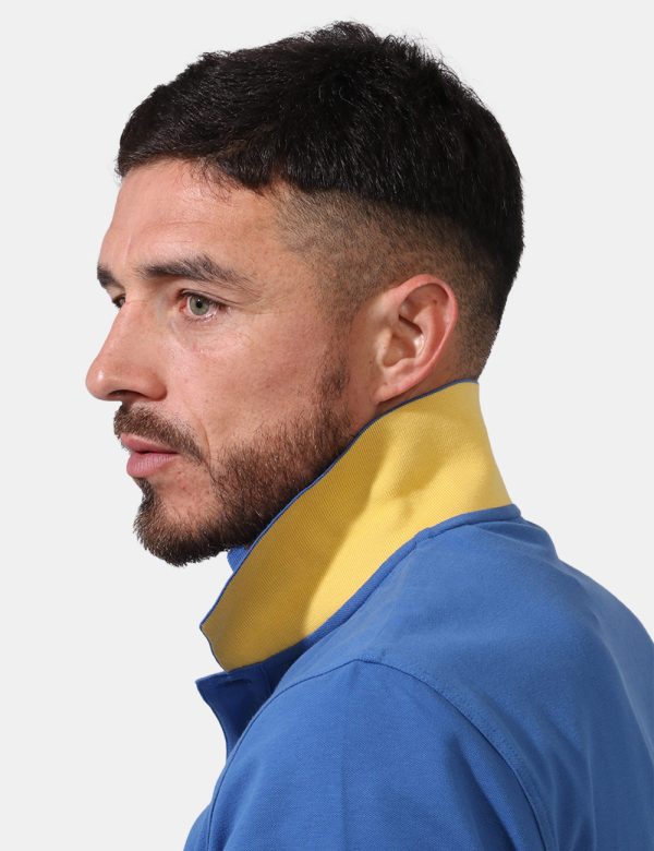 Polo Gant Blu - Polo in total blu ceruleo con patch logo brand applicato ad altezza cuore e profili in giallo pastello. Pres