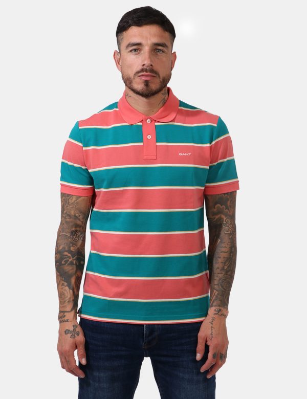 Polo Gant Verde - Polo in total verde oliva con patch logo brand applicato ad altezza cuore e profili in bianco panna. Prese