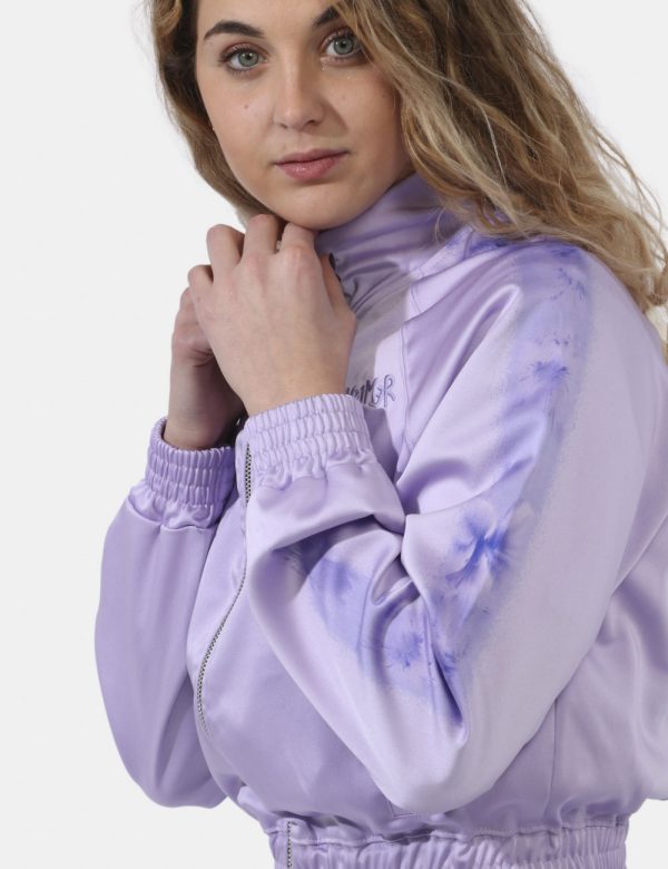 Felpa Disclaimer Viola - Felpa in total lilla lucido con logo brand ricamato ad altezza cuore. Presenti polsini e girovita e