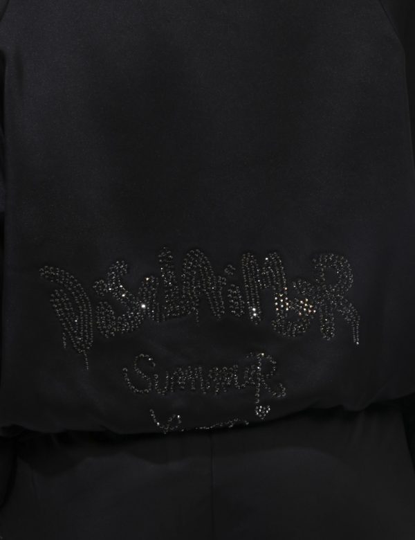 GIacca Disclaimer Nero - Giacca in total nero simil acetato. Presenti tasche a taglio trasversale più evidenti glitter sulle