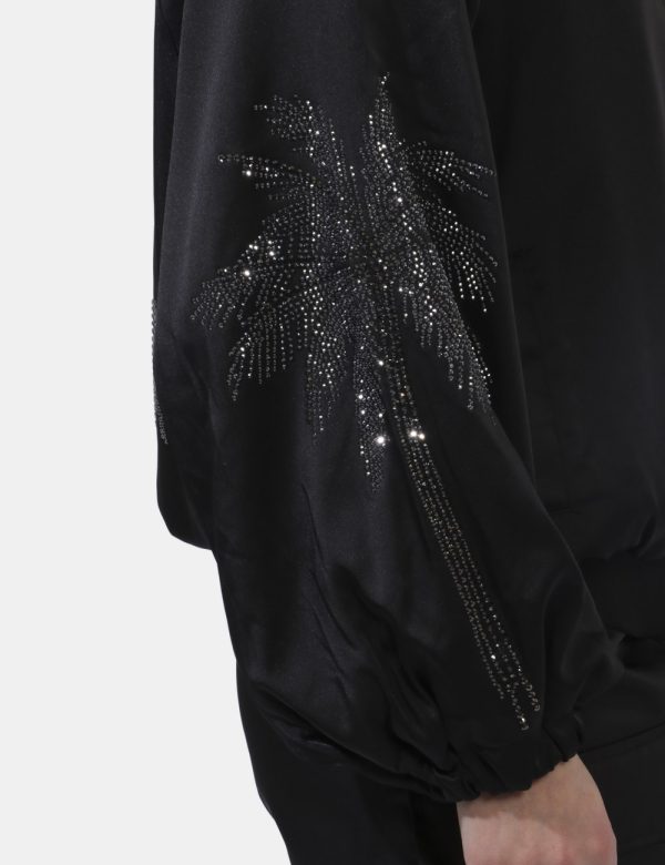 GIacca Disclaimer Nero - Giacca in total nero simil acetato. Presenti tasche a taglio trasversale più evidenti glitter sulle