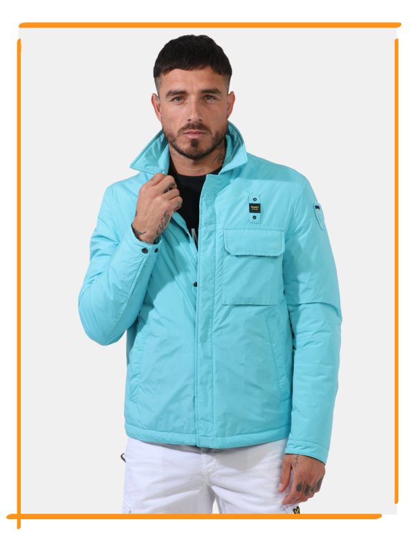 Giacca Blauer Azzurro - Giacca simil giubbino leggero in total azzurro tiffany. Presenti tasche a taglio trasversale con chi