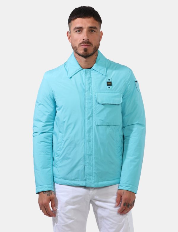 Giacca Blauer Azzurro - Giacca simil giubbino leggero in total azzurro tiffany. Presenti tasche a taglio trasversale con chi