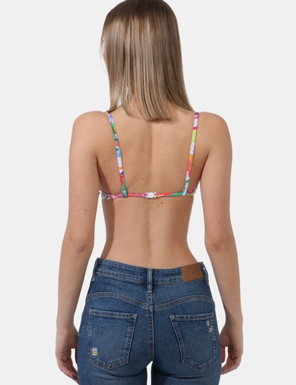 Top Desigual Fantasia - Top modello bikini su base bianca con stampa allover super colorata. La vestibilità è morbida e prat