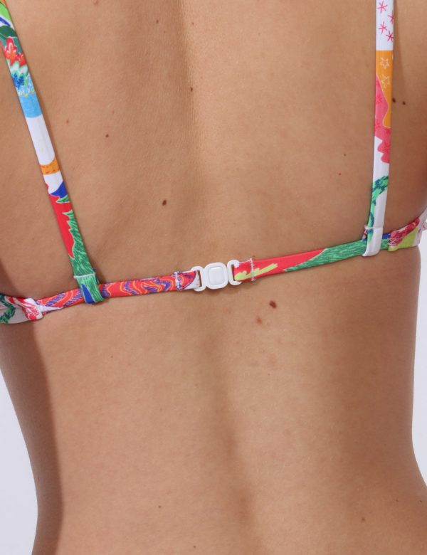 Top Desigual Fantasia - Top modello bikini su base bianca con stampa allover super colorata. La vestibilità è morbida e prat