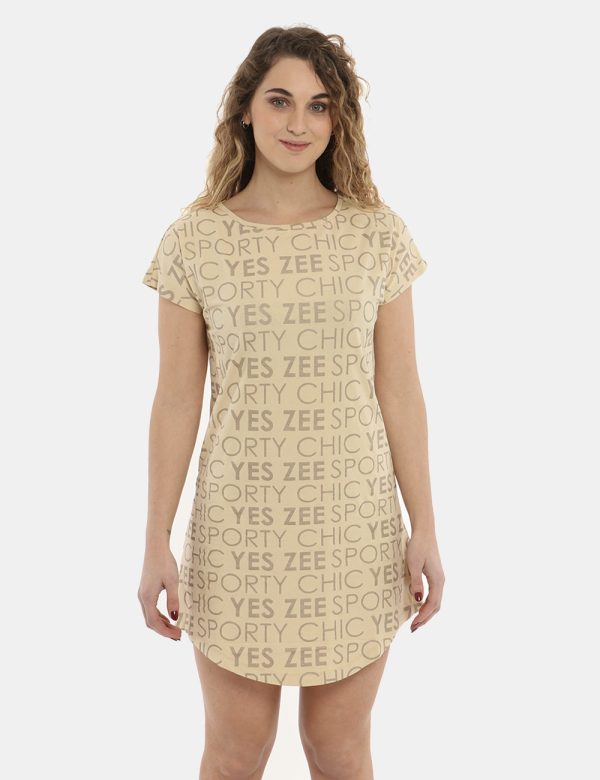 Vestito Yes Zee beige - COMPOSIZIONE E VESTIBILITÀ:95% cotone 5% elastaneLa modella è alta 170 cm e indossa la taglia S. La