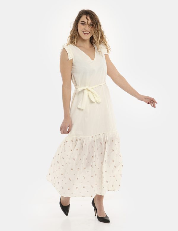 Vestito Yes Zee lungo beige - COMPOSIZIONE E VESTIBILITÀ:100% cotoneLa modella è alta 170 cm e indossa la taglia S. La vesti