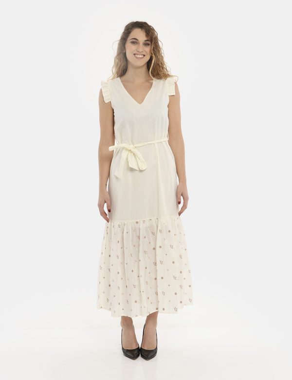 Vestito Yes Zee lungo beige - COMPOSIZIONE E VESTIBILITÀ:100% cotoneLa modella è alta 170 cm e indossa la taglia S. La vesti