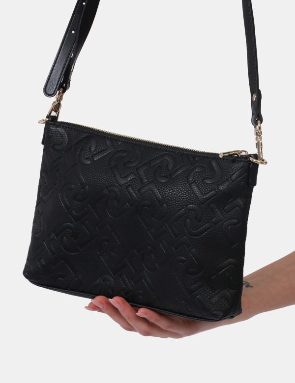 Borsa Liu-Jo Nero - Borsa a tracolla di medie dimensioni in total nero con logo brand sagomato. La bag si compone di unico s