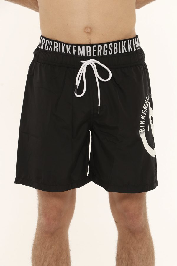 Costume Bikkembergs nero a pantaloncino con elastico e logo - COMPOSIZIONE E VESTIBILITÀ:100% poliestereIl modello è alto 17
