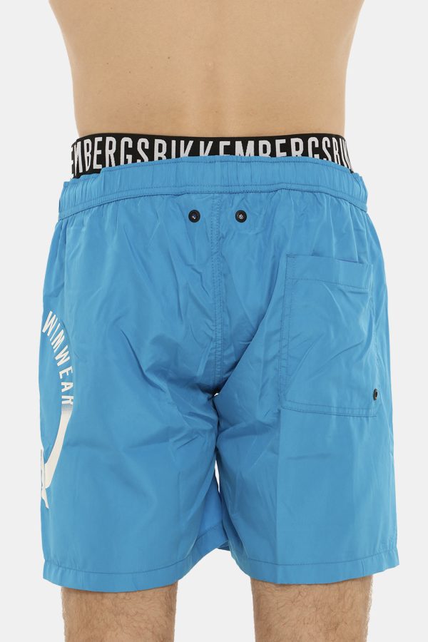 Costume Bikkembergs azzurro a pantaloncino con elastico e logo - COMPOSIZIONE E VESTIBILITÀ:100% poliestereIl modello è alto