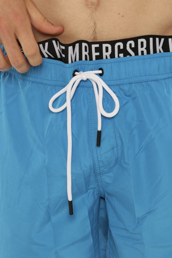 Costume Bikkembergs azzurro a pantaloncino con elastico e logo - COMPOSIZIONE E VESTIBILITÀ:100% poliestereIl modello è alto
