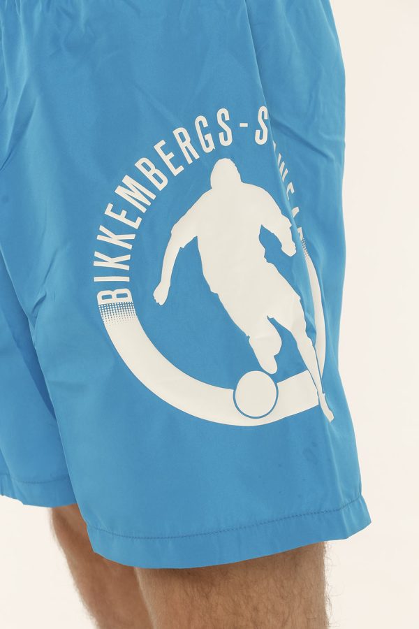 Costume Bikkembergs azzurro a pantaloncino con elastico e logo - COMPOSIZIONE E VESTIBILITÀ:100% poliestereIl modello è alto