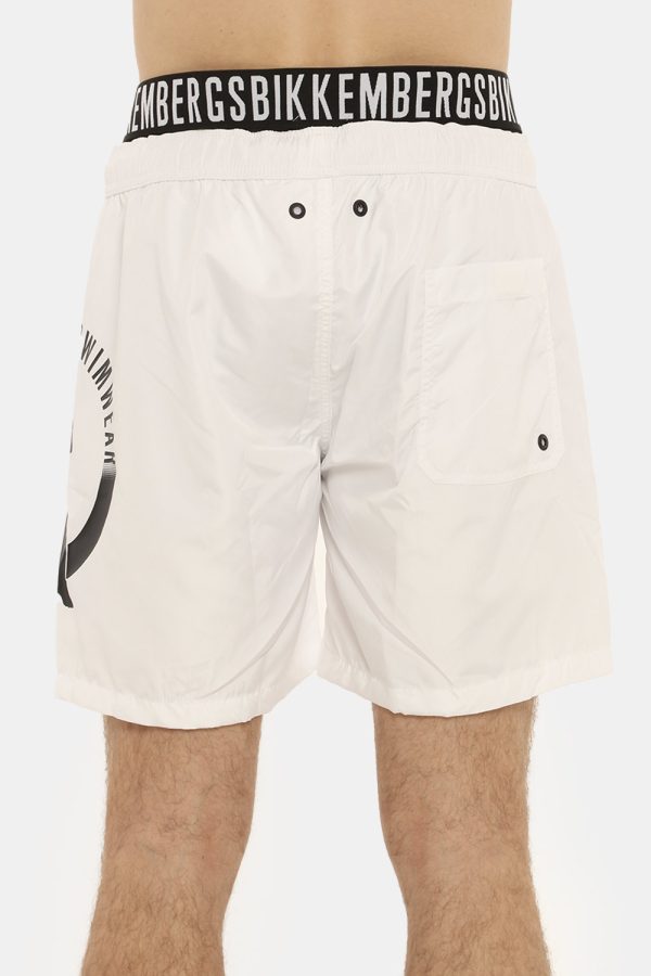 Costume Bikkembergs bianco a pantaloncino con elastico e logo - COMPOSIZIONE E VESTIBILITÀ:100% poliestereIl modello è alto