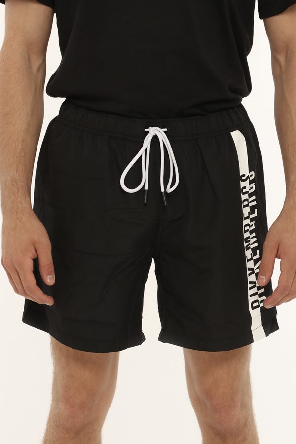 Costume Bikkembergs nero a pantaloncino con logo - COMPOSIZIONE E VESTIBILITÀ:100% poliestereIl modello è alto 175 cm e indo