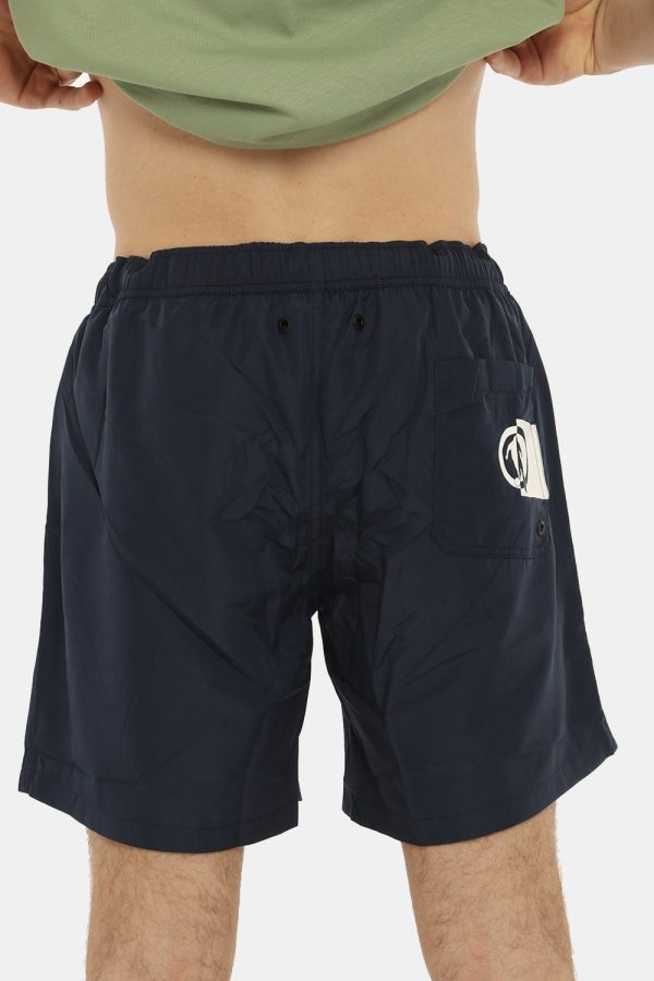 Costume Bikkembergs blu navy a pantaloncino con logo - COMPOSIZIONE E VESTIBILITÀ:100% poliestereIl modello è alto 175 cm e