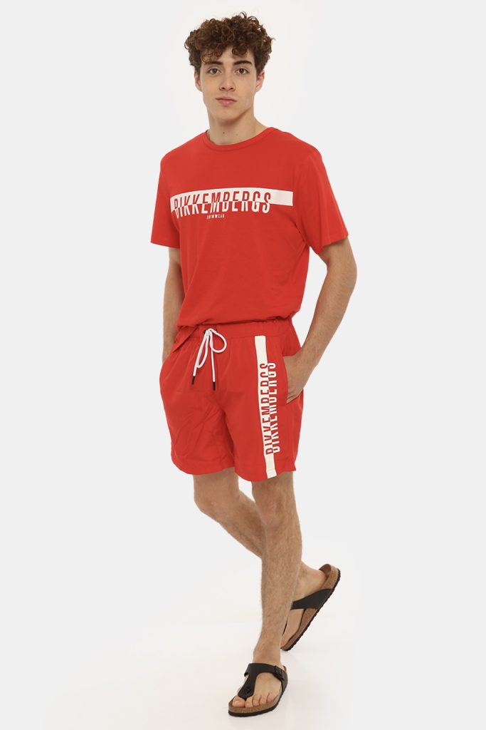 Abbigliamento da uomo Bikkembergs - Costume Bikkembergs rosso a pantaloncino con logo
