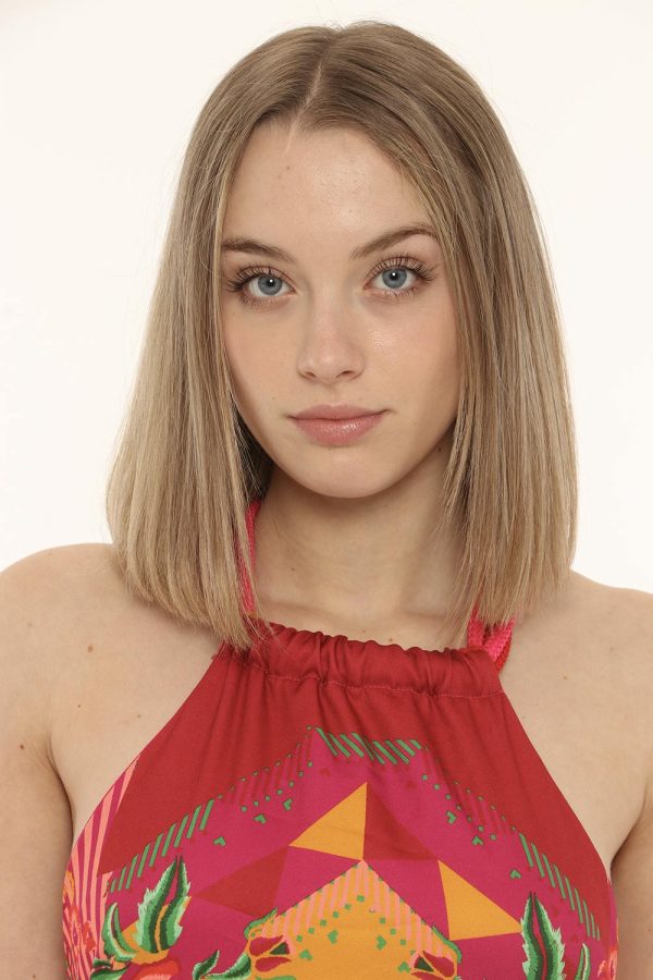 Vestito F**k fantasia rosa - COMPOSIZIONE E VESTIBILITÀ:100% poliestereLa modella è alta 170 cm e indossa la taglia S. La ve