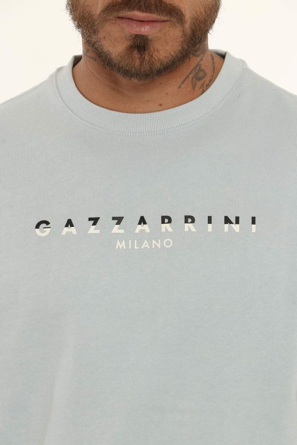 Felpa Gazzarrini azzurro - COMPOSIZIONE E VESTIBILITÀ:100% cotoneIl modello è alto 178 cm e indossa la taglia L. La vestibi