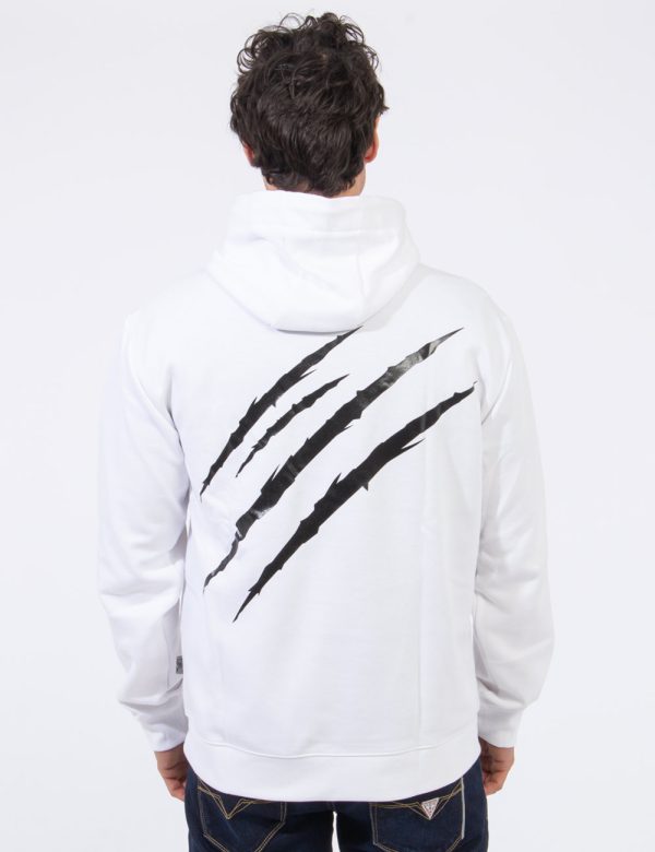 Felpa Plein Sport Bianco - Felpa con cappuccio e polsini in total bianco. Presente patch logo brand ad altezza cuore, pratic