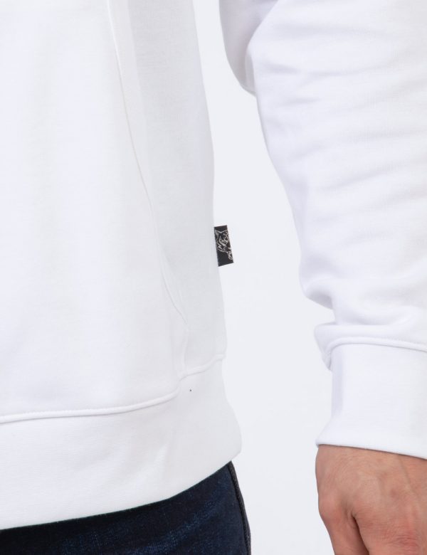 Felpa Plein Sport Bianco - Felpa con cappuccio e polsini in total bianco. Presente patch logo brand ad altezza cuore, pratic
