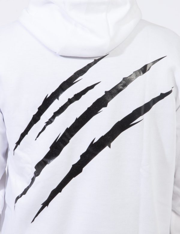 Felpa Plein Sport Bianco - Felpa con cappuccio e polsini in total bianco. Presente patch logo brand ad altezza cuore, pratic