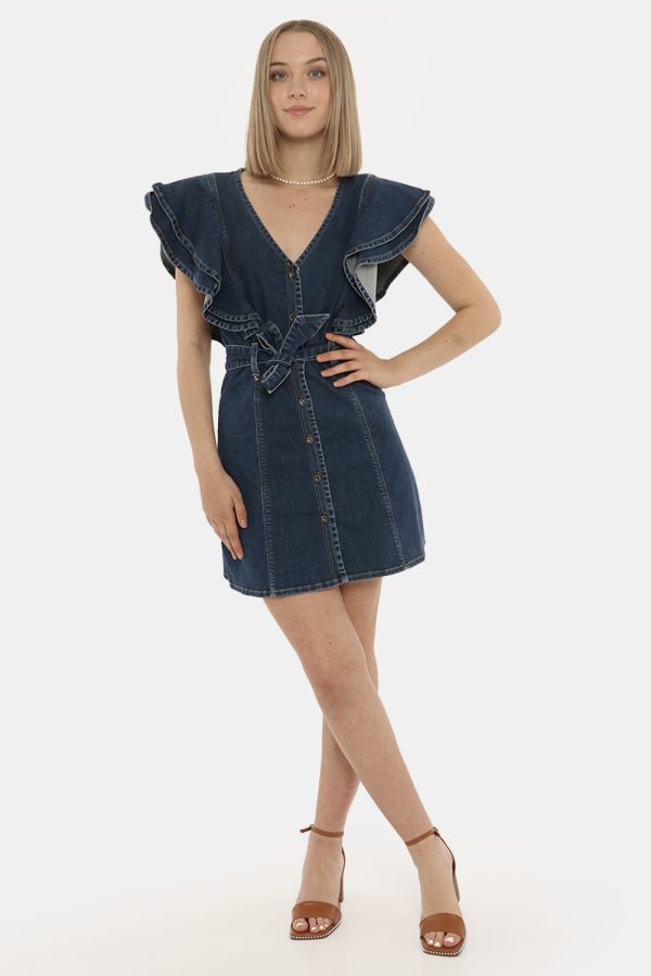 Vestito Fracomina denim - COMPOSIZIONE E VESTIBILITÀ:91% cotone 7% poliestere 2% elastaneLa modella è alta 170 cm e indossa