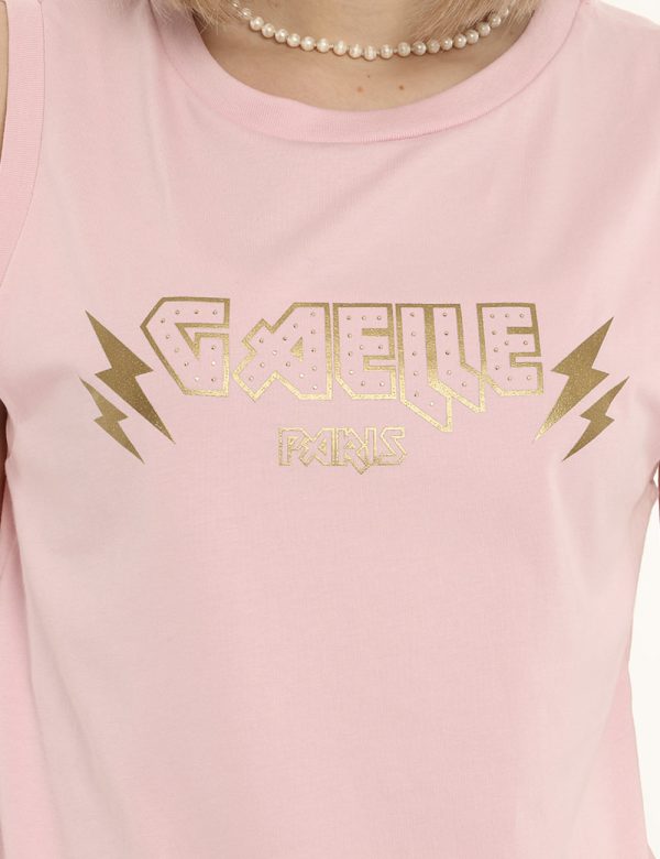 Top Gaelle Paris rosa - COMPOSIZIONE E VESTIBILITÀ:100% cotoneLa modella è alta 170 cm e indossa la taglia S. La vestibilità