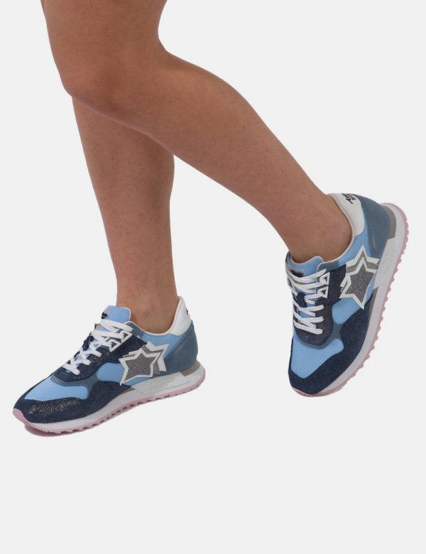 Scarpe Atlantic Stars Blu - Scarpe sneakers in varie tonalità di blu e azzurro con lurex argentati. Presente logo brand rica