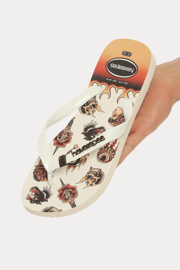 Infradito Havaianas bianco fantasia - COMPOSIZIONE E VESTIBILITÀ:Altre materieScarpa in gomma. Il numero di scarpa indicato