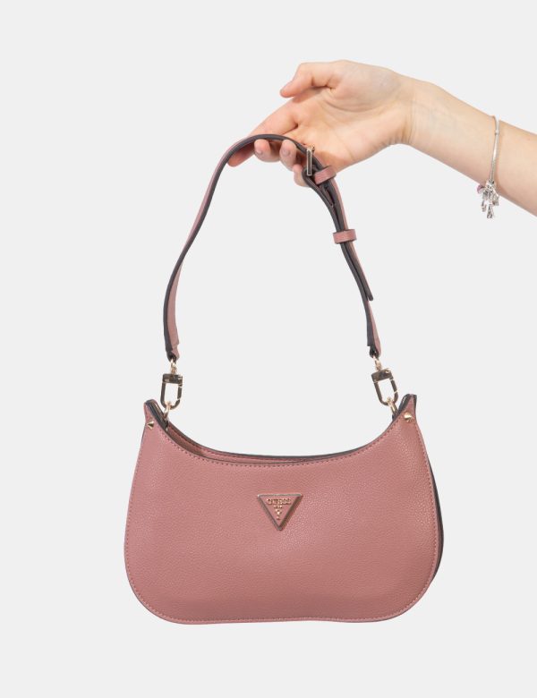Borsa Guess Rosa - Borsa a mano modello pochette in total rosa con logo brand in metallo. Presente unico scompartimento con