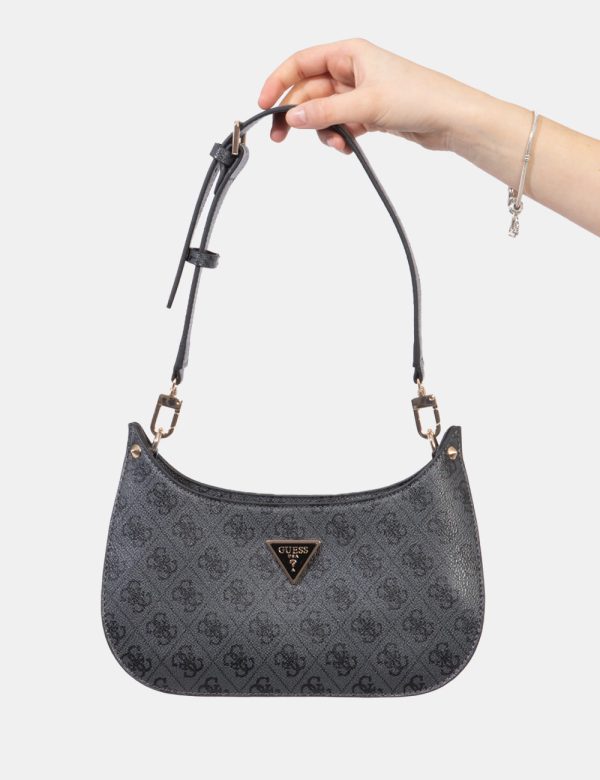 Borsa Guess Nero - Borsa a mano modello pochette in total nero con logo brand in tono su tono. Presente unico scompartimento