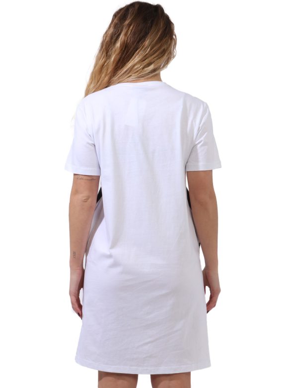 Abito Icon Bianco - Vestito lungo a maniche corte simil t-shirt. Il capo si sviluppa su base bianca con big stampa logo in n