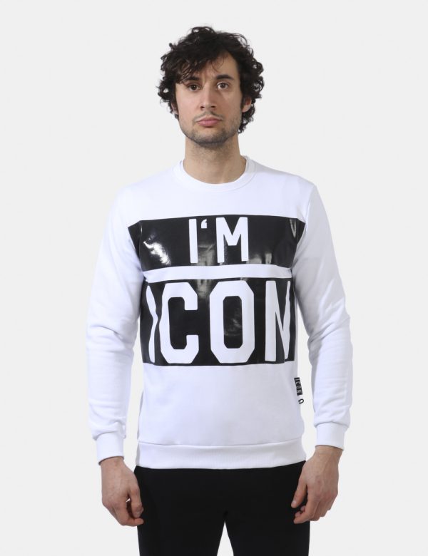 Felpa Icon Bianco - Felpa classica su base bianca con big stampa logo brand in nero lucido. La vestibilità è morbida e regol