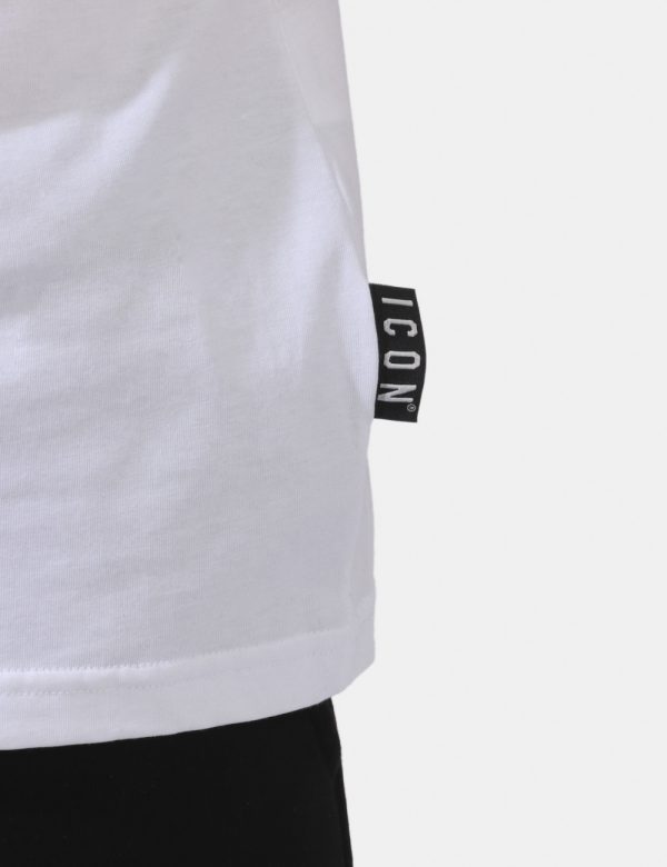 T-shirt Icon Bianco - T-shirt classica su base bianca con big stampa logo brand in nero e giallo fluo. La vestibilità è morb