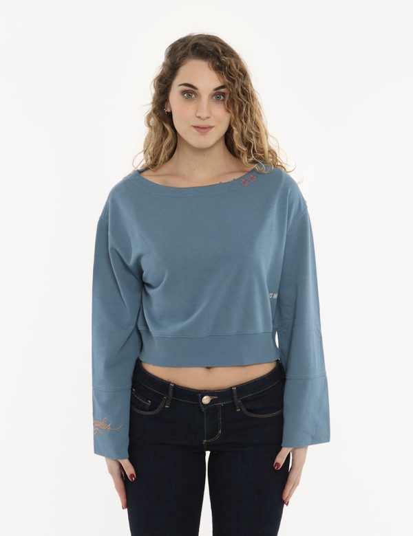 Felpa Imperfect azzurro - COMPOSIZIONE E VESTIBILITÀ:80% cotone 20% poliestereLa modella è alta 170 cm e indossa la taglia S