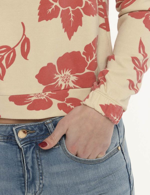 Felpa Imperfect beige stampa floreale - COMPOSIZIONE E VESTIBILITÀ:80% cotone 20% poliestereLa modella è alta X cm e indossa