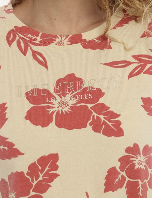Felpa Imperfect beige stampa floreale - COMPOSIZIONE E VESTIBILITÀ:80% cotone 20% poliestereLa modella è alta X cm e indossa
