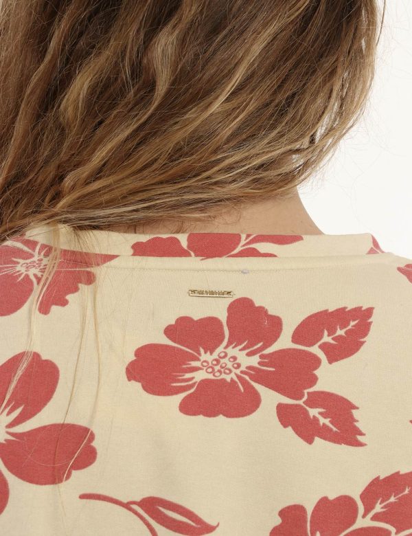 Felpa Imperfect beige stampa floreale - COMPOSIZIONE E VESTIBILITÀ:80% cotone 20% poliestereLa modella è alta X cm e indossa