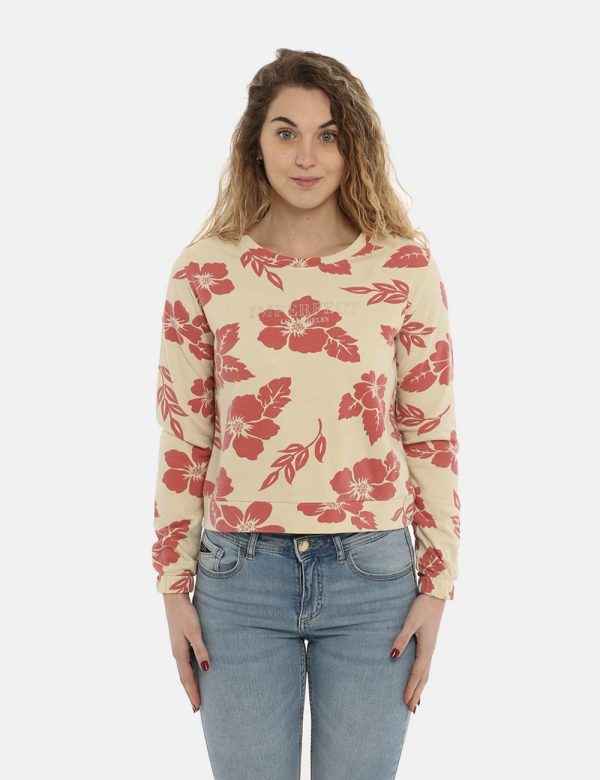 Felpa Imperfect beige stampa floreale - COMPOSIZIONE E VESTIBILITÀ:80% cotone 20% poliestereLa modella è alta X cm e indossa