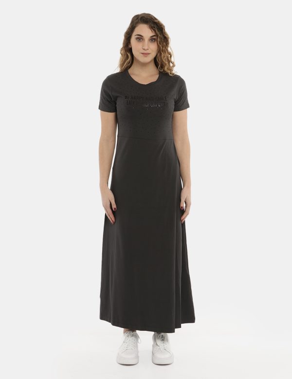 Vestito Imperfect lungo grigio - COMPOSIZIONE E VESTIBILITÀ:48% cotone 48% modale 4% elastanemodella e vestibilità.CONSIGLI