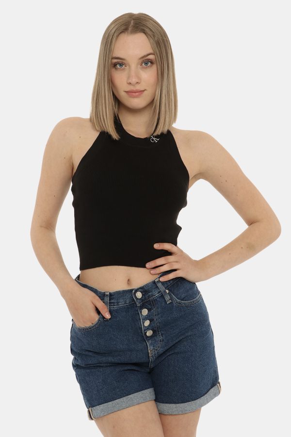 Top Calvin Klein nero - COMPOSIZIONE E VESTIBILITÀ:80% cotone 17% poliamide 3% elastaneLa modella è alta 170 cm e indossa la