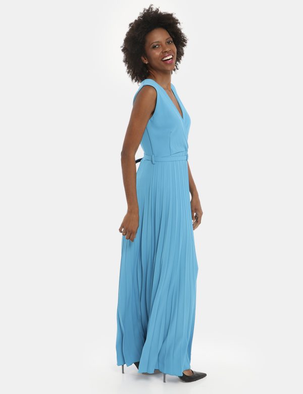 Vestito Vougue azzurro - COMPOSIZIONE E VESTIBILITÀ:96% poliestere 4% elastaneLa modella è alta 170 cm e indossa la taglia S