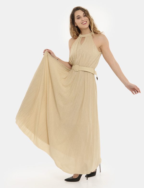 Vestito Vougue beige - COMPOSIZIONE E VESTIBILITÀ:70% viscosa 13% nylon 13% poliestere 4% elastaneLa modella è alta 170 cm e
